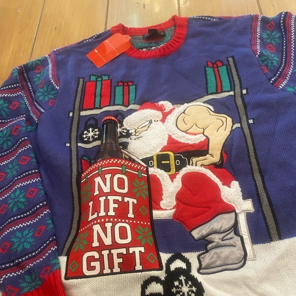 Men’s Christmas Sweater Beer Holding Ugly Christmas Sweater New size large - Picture 5 of 12